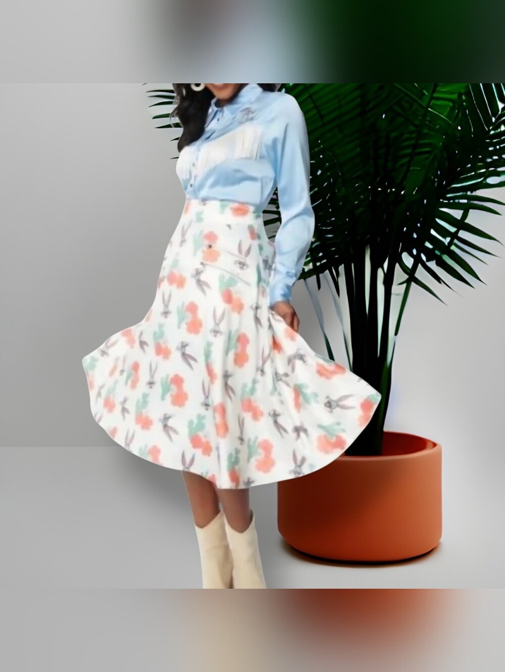 Unique Vintage X Looney Tunes Vivien Bugs Bunny Swing Skirt